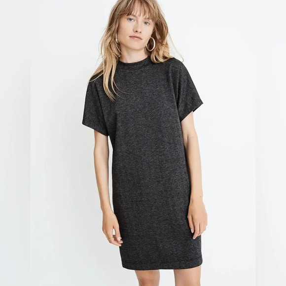 MADEWELL NWOT Mockneck Tee Dress in‎ Glen Plaid - Picture 1 of 10
